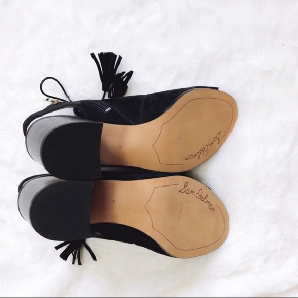 Sam Edelman Black Suede Sarabeth Heels with Side Zipper - Picture 4 of 7